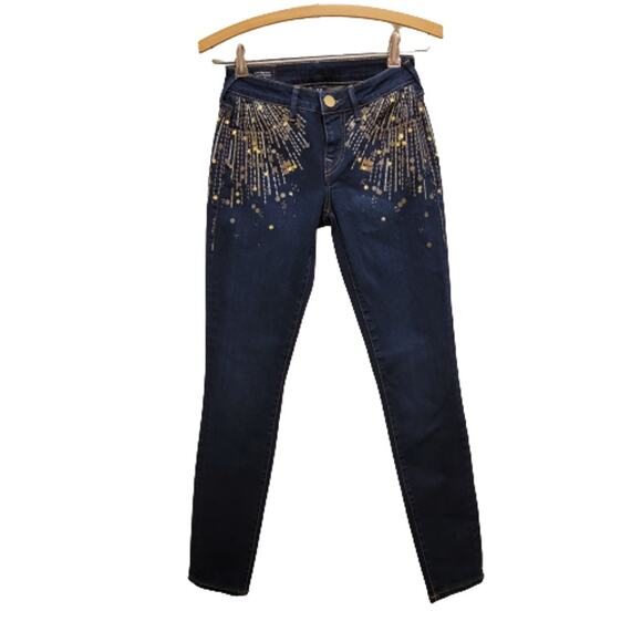 True Religion Y2K Low Rise Beaded Sequin Embellished Front Size 25 #060 - Picture 1 of 10